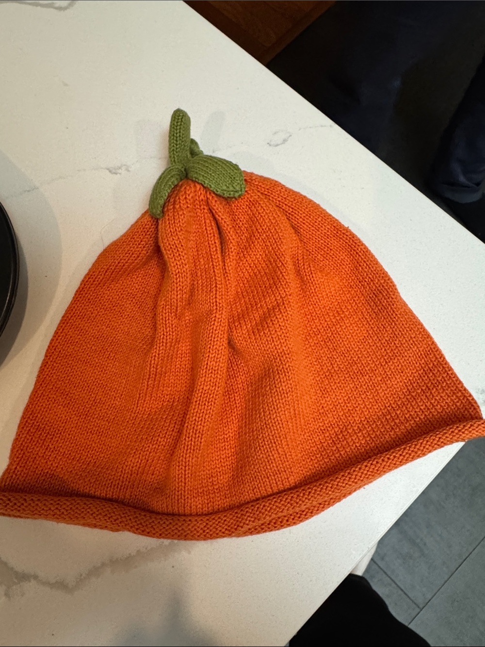 Gymboree Orange Knit Pumpkin Beanie with Green Stem